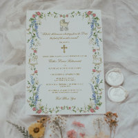 Convite para Chás de fraldas Florais Religiosos