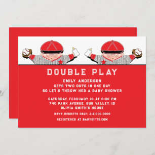 Convite para Chás de fraldas Gêmeos