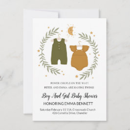 Convite para Chás de fraldas Gêmeos