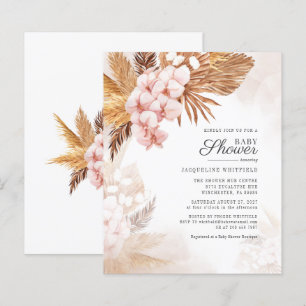 Convite para Chás de fraldas Grass Boho Pampas Or