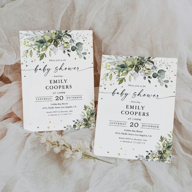 Convite para Chás de fraldas Greenery (Criador carregado)