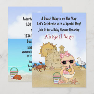 Convite para Chás de fraldas legal Beach Baby Girl