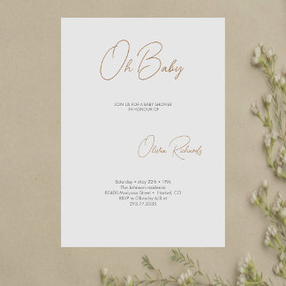 Convite para Chás de fraldas minimalista moderno