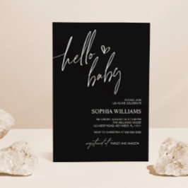 Convite para Chás de fraldas minimalistas em preto