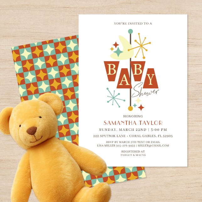 Convite para Chás de fraldas Moderno do Século méd (Mid Century Modern Baby Shower - Gender Neutral )