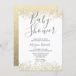 Convite para Chás de fraldas Modernos com Glitter 