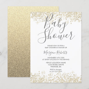 Convite para Chás de fraldas Modernos com Glitter 