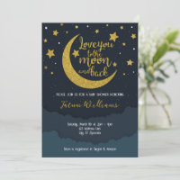 Convite para Chás de fraldas Moon & Back