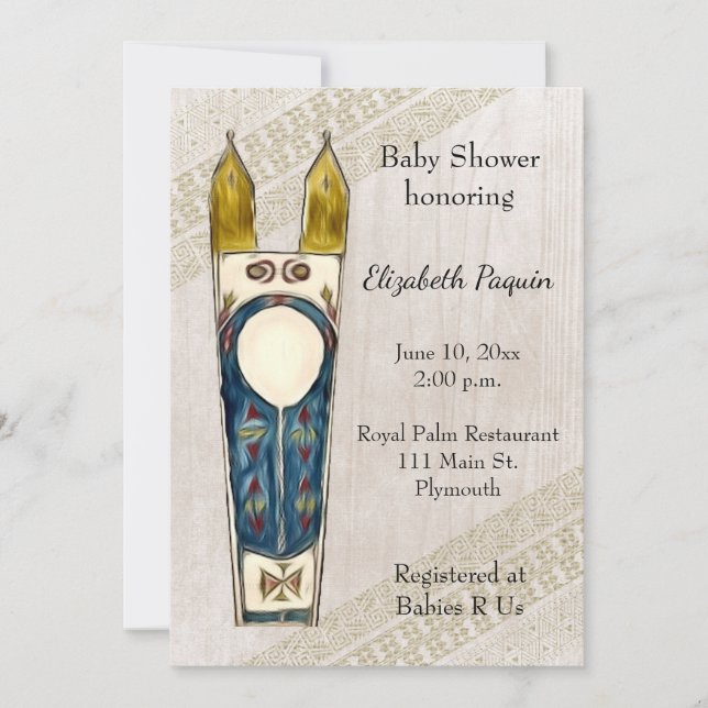 Convite para Chás de fraldas Nativo Americano (Frente)