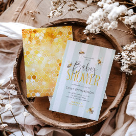 Convite para Chás de fraldas Neutrais de Abelhas d