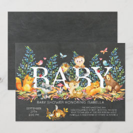Convite para Chás de fraldas Neutros Rustic Woodla