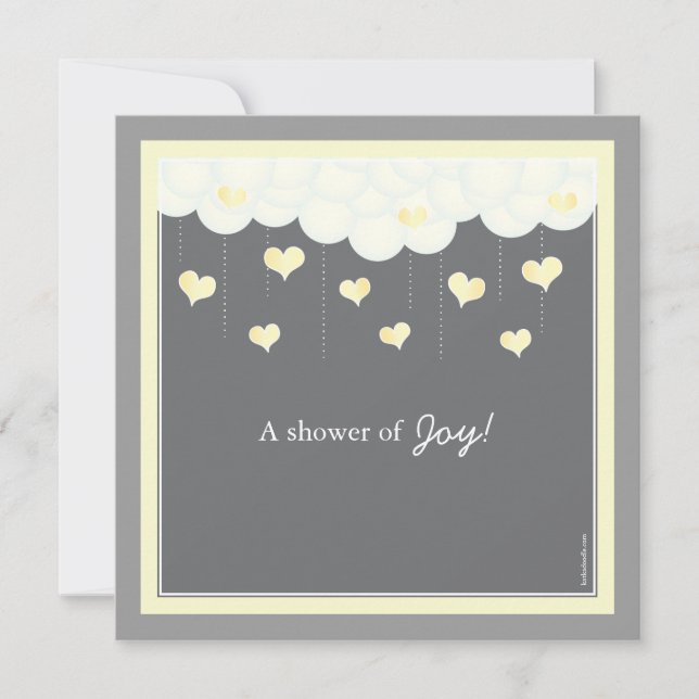 Convite para Chás de fraldas Nuvens e Corações| Am (Frente)