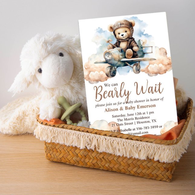 Convite para Chás de fraldas "Podemos Esperar" ("We can Bearly Wait" Baby Shower Invitation)