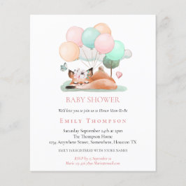 Convite para Chás de fraldas Rosa-Rosa com Raposa 