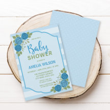 Convite para Chás de fraldas Rosas Blue Boy