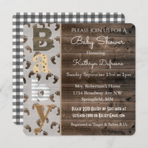 Convite para Chás de fraldas Rustic Country