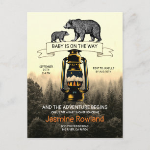 Convite para Chás de fraldas Rustic Woodland Bear