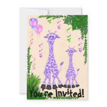 Convite para Chás de fraldas Safari Giraffe para M
