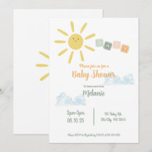Convite para Chás de fraldas Sunshine