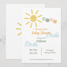 Convite para Chás de fraldas Sunshine