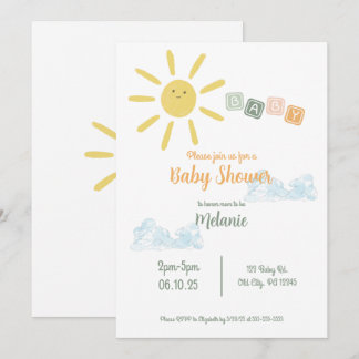 Convite para Chás de fraldas Sunshine