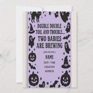 Convite para Chás de fraldas Twin do Halloween