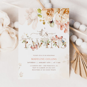 Convite para Chás de fraldas TWINS, Chá de fraldas