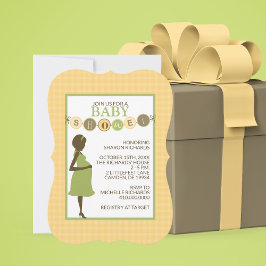 Convite para Chás de fraldas Verde e Amarelo