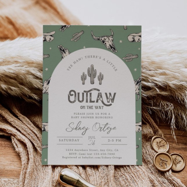 Convite para Chás de fraldas Verde Ocidental (Criador carregado)