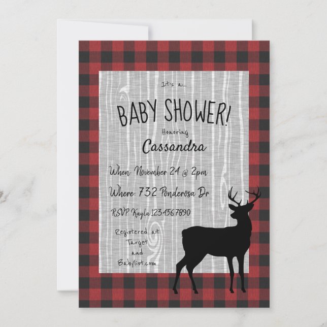 Convite para Chás de fraldas - Vermelho/preto (Frente)