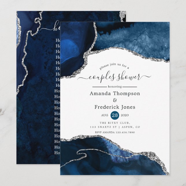 Convite para Chás de marinhos e Casais de Agata Pr (Frente/Verso)