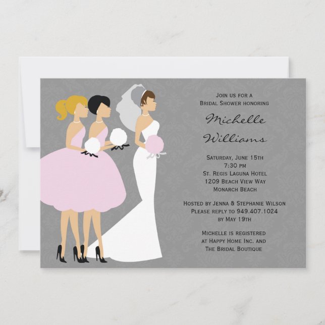 Convite para Chás de Noiva e Bridesmaids (Frente)
