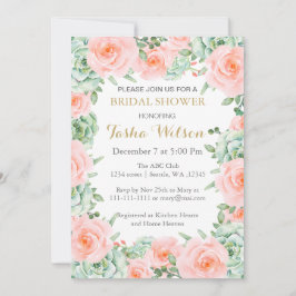 convite para Chás de panela de pêssego suculentas