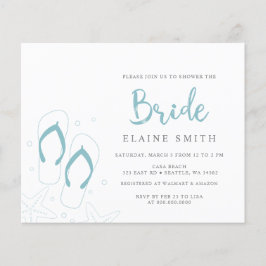 Convite para Chás de panela de praia Chinelos azui