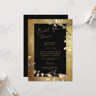 Convite para Chás de panela Dourado e Preto Metáli