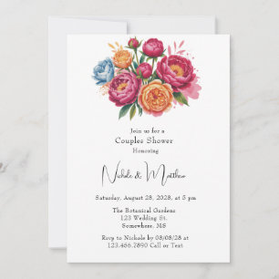 Convite para Chás Elegante de Buquês Peony