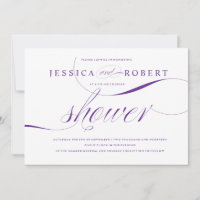 Convite para Chás Elegantes Púrpura e Branco