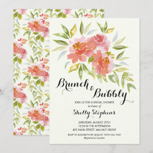 Convite para Chás Floral Moderno Brunch e Bubble