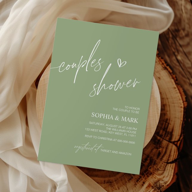 Convite para Chás Minimalistas de Casais Azul Dust (Criador carregado)