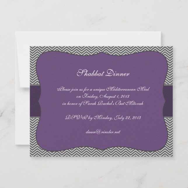 Convite para Chevron Roxo - inserir (Frente)