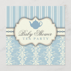 Convite para Chic Damask & Stripe Chá de fraldas