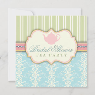 Convite para Chic Damask & Stripe Chá de panela T