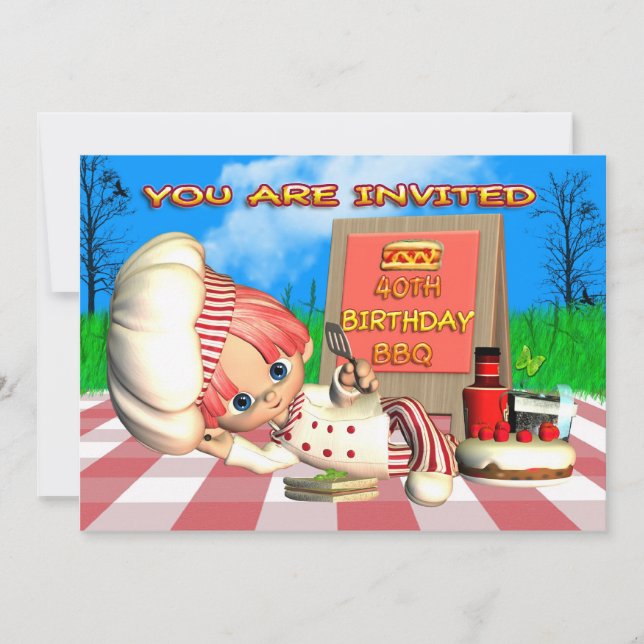 Convite para CHURRASCO aniversário de 40 anos (Frente)