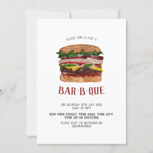 Convite para churrasco com hambúrguer gigante