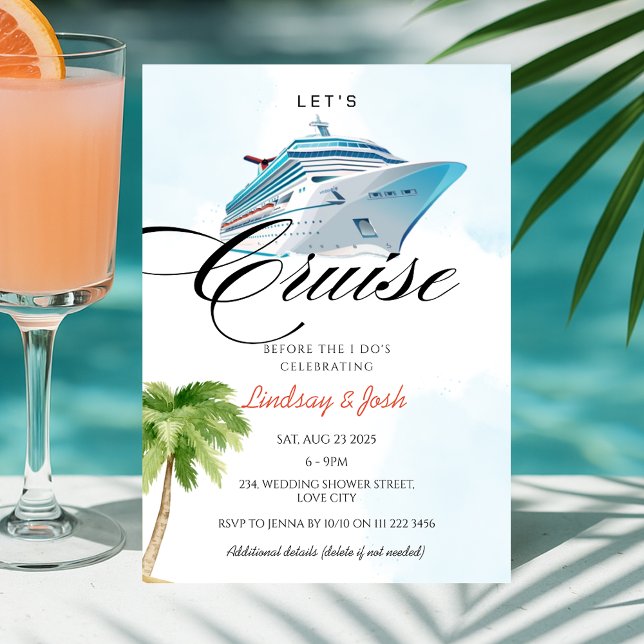 Convite para Churrasco de Casamento de Cruzeiro (Cruise Wedding Couples Shower Invitation)