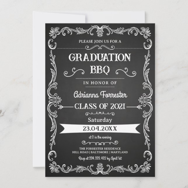 Convite para CHURRASCO de Graduação de Quadro de R (Frente)