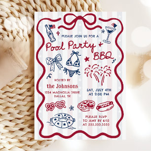 Convite para Churrasco e Festa na Piscina de 4 de