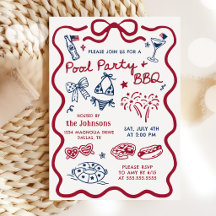 Convite para Churrasco e Festa na Piscina de 4 de