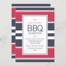 Convite para CHURRASCO Preppy Red,White & Blue Str