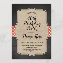 Convite para CHURRASCO Red Gingham Burlap do anive